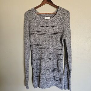 Abercrombie & Fitch Womens M Gray Crochet Sweater Y2K Closet Staple Wear To Work